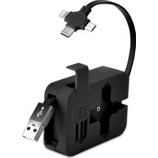 Uravas Store Cep Tipi Telefon Tutuculu Makaralı Uzayıp Kısalabilen 3'ü 1 Arada USB Şarj Kablosu