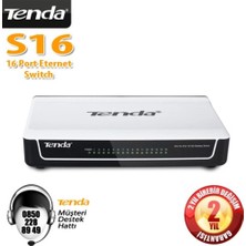 Tenda S16 16 Port 10-100 Mbps Switch Plastik Kasa (Kdo)