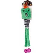 Uravas Store Tüylü, Zilli ve Peluş Kedi Oyuncağı Yeşil