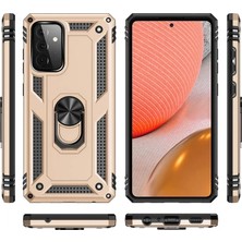 Uravas Store Newface Samsung Galaxy A72 Kılıf Sofya Yüzüklü Silikon Kapak - Gold