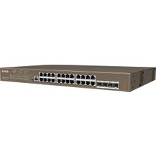 Tenda TEG5328P-24-410W 24 Port Poe+ 10-100-1000 Switch 4 Port Sfp L3 Çelik Kasa Rack Mount (Kdo)