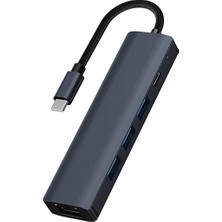 Uravas Store Ally BYL-2302 5 In 1 Type-C To USB + Type-C + Ethernet Dönüştürücü Çoğaltıcı HUB-(5775)