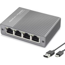 Uravas Store Gigabit Ethernet Switch 5 Port Type C Güç Girişli Gri HDX1414