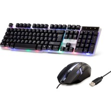 Uravas Store Kablolu Oyuncu Klavye Mouse Set LED Q Siyah H837Q