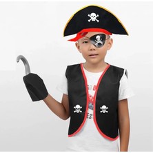 Uravas Store Korsan Yelek + Şapka + Kanca + Maske Çocuk Boy 4-6 Yaş
