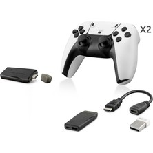 Uravas Store Retro Oyun Stick HDMI Çift Gamepad Seti 2.4g Kablosuz - Beyaz HD331