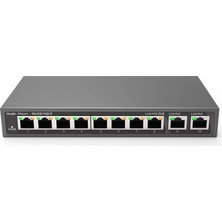 Ruijie Reyee Ruijie-Reyee RG-ES110D-P 8 Port Poe+ 10-100 Mbps 2 Port 10-100-1000 Mbps Uplink Switch Çelik Kasa (Kdo)