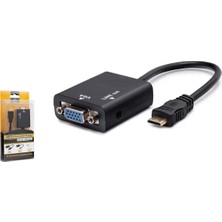Uravas Store Mini HDMI To VGA Ses Çıkışlı Görüntü Dönüştürücü - Siyah HDX7762