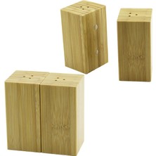 Renas Store 4.5X5CM--Y:9CM   2pcs   Mıknatıslı Ikiz   Ahşap Bambu  Baharatlık - Tuzluk (5528)