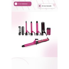 Fakir Pixie 25 mm Pembe Saç Maşası Seramik Yüzeyli Hızlı Isınan 11 Kademe Isı Kontrollü Dalgalı Bukleli Saç Için Şekillendirme Maşası