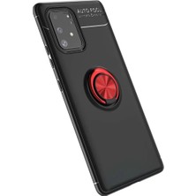 Uravas Store Samsung Galaxy A91 / S10 Lite Kılıf Range Yüzüklü Silikon - Siyah-Kırmızı