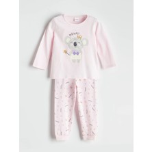 Lc Waikiki Yeni Sezon Bisiklet Yaka Baskılı Uzun Kollu Kız Çocuk Pijama Takımı
