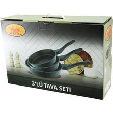 Renas Store Nur Işıklar Metal 3pcs Döküm Tava Seti 20-24-28CM (5528)