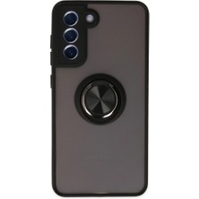 ALK Samsung Galaxy S21 Fe Kılıf Montreal Yüzüklü Silikon Kapak - Siyah