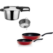 Fissler Vitaquick Düdüklü Tencere Set Kırmızı Tava 4,5 Litre
