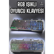 Uravas Store LED Işıklı Oyuncu Klavye USB Girişli Rgb Işıklı Q Klavye Mouse Hediyeli