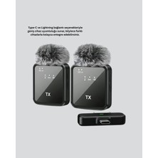 Renas Store 2’li Kablosuz Yaka Mikrofonu Type-C ve Lightning Uyumlu Profesyonel Set