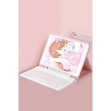 Uravas Store Apple iPad Pro 12.9 (2024) Kılıf KC01 Smart Klavyeli Tablet Kılıfı - Pembe