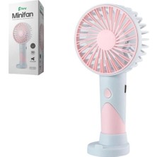 Feny FN-F20 Pembe-Açık Mavi Kademeli Ultra Sessiz Şarjlı Taşınabilir 500MAH Mini El Fanı (Kdo)