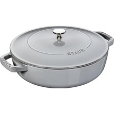 Staub Chistera Yağmur Efektli Kapaklı Döküm Tencere, Gri, 24 cm