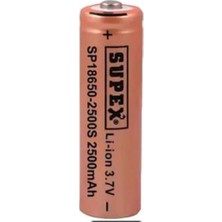 Supex 18650-2500S Şarjlı 3.7 V-2500 Mah Lityum Pil Tırnaklı (Kdo)