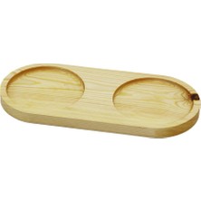 Renas Store 2 Bölmeli - Oval   Açık Renk=sade  Ahşap Yağdanlık Altlık  27X12.5CM (5528)