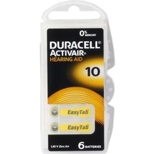 Duracell 10 Numara Düğme Kulaklık Pili Işitme Cihazı Için 6'lı Paket (Kdo)