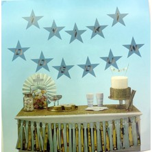 Renas Store Mavi Üzeri Gümüş Yıldız Iyiki Doğdun Flama Süs (5528)
