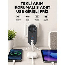 Armüz Isıya Dayanıklı 3 USB Portlu Güvenlikli Priz – Akıllı Enerji Yönetimi