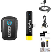 Saramonic BLINK500B5 Blink 500 B5 USB Type-C Cihazları Için Kablosuz Yaka Mikrofonu Sistemi, Siyah