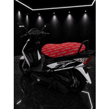 Şimika Kupon Kırmızı Desenli Motorsiklet Sele Kılıfı 1.kalite Likrali Penye Yıkanabilir