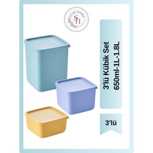 Tupperware 3'lü Kübik Set 650ML, 1l, 1.8l