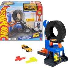 Hot Wheels Lastik Dükkanı Metal Parça ve Çekici Kutusu 1/64 Ölçekli, Çok Yönlü Oyun ve Speed Snap Pa