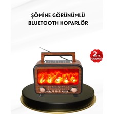 Armüz Alev Işığı Efektli Solar Bluetooth Hoparlör Radyo Destekli Taşınabilir Model