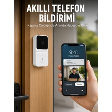 Die Grup Beyaz Wi-Fi Akıllı Görüntülü Kapı Zili Hd Kamera, Gece Görüşü ve Telefon Bildirimli Kablosuz Kapı Zili