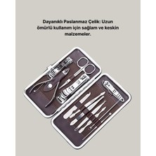 Filizora Digital Market Özel Deri Çantalı 12 Parça Manikür Pedikür Bakım Seti Paslanmaz Çelik
