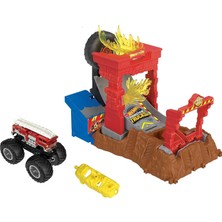 Hot Wheels - Hot Wheels Monster Trucks Arena Degli Scontri Sfida Bersaglio Infuocato Con 5-Alarm, Tr