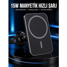 Die Grup 15W Manyetik Araç Içi Kablosuz Şarj Cihazı Magsafe Uyumlu Telefon Tutucu