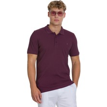 Hatemoğlu Mor Regular Fit 100% Pamuk Polo Yaka Tişört