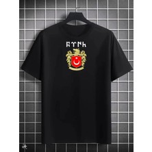 Velmora Fashion Erkek Kısa Kol Yazlık Tişört Bisiklet Yaka Baskılı Oversize T-Shirt - Siyah