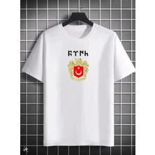 Tarz Yeri Erkek Kısa Kol Yazlık Tişört Bisiklet Yaka Baskılı Oversize T-Shirt - Beyaz