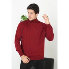 Range Store Erkek Tam Boğazlı Balıkçı Yaka Kazak Uzun Kol Düz Dokuma Triko - Bordo