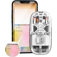 Twin Store Mouse Fare Kablosuz Mouse Fare Şarjlı Bluetooth Sessiz 5 Tuşlu Şeffaf