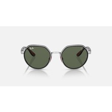 Ray-Ban RB3703M F00771 Scuderia Ferrari Erkek Güneş Gözlüğü - Gümüş Metal Çerçeve Koyu Yeşil Camlı