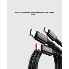 Filizora Digital Market 3 Başlıklı Hızlı Şarj Kablosu Metal Alaşımlı Dayanıklı ve Akıllı Çipli