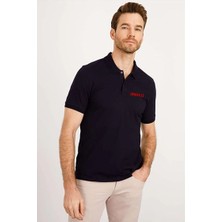 Velmora Fashion Erkek Pike Polo Yaka Tişört Düğmeli Baskılı T-Shirt - Beyaz