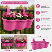 Abnturk Pratik Dayanıklı Şık 10LT Pembe Sahra Askılı Saksı 54X28X25CM Balkon Korkuluk Duvar Dekoratif Askılı Sepet
