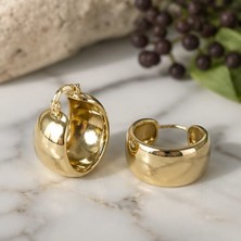 RSB Bijuteri Küpe Halka Göz Alıcı Gold Chunky 316 L Altın Kaplama + Hediye Paket