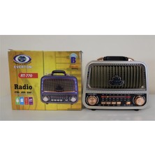 Everton RT-770  Şarjlı LED Işıklı  Nostaljik Radyo(Bluetooth Fm-Usb-Tf-Aux) (Kdo)