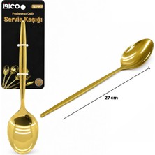 Uslucan Alışveriş Metal Servis Kaşığı - Gold Renk - 27 cm